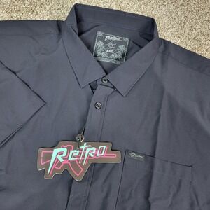 NWT Retro Rifle Mens 3XL Solid Black Performance Stretch Button Down SS